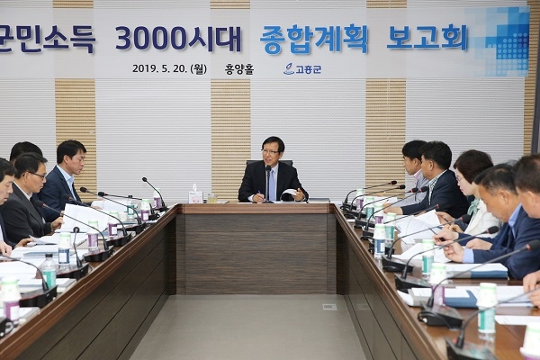 ▲송귀근 고흥군수는 20일 ‘군민소득 3000시대 종합계획‘ 최종보고회를 가졌다.(사진제공=고흥군)