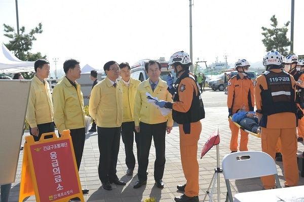 ▲목포시는 지난 29일 ‘2019 재난대응 안전한국훈련 현장대응훈련’을 실시했다.(사진제공=목포시)