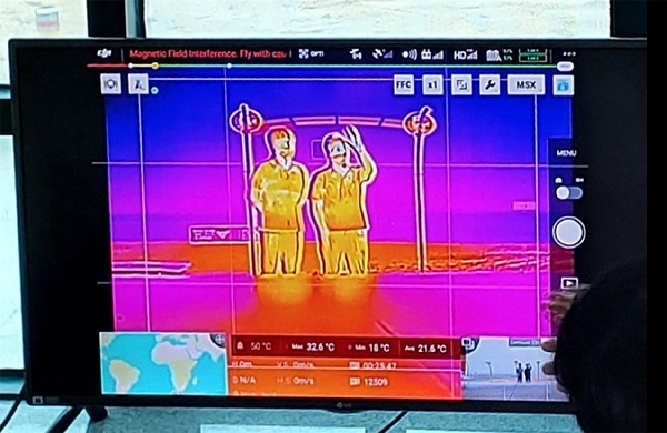 ▲드론을 활용한 발열 체크 실시간 모니터링 화면(사진제공=완도군)