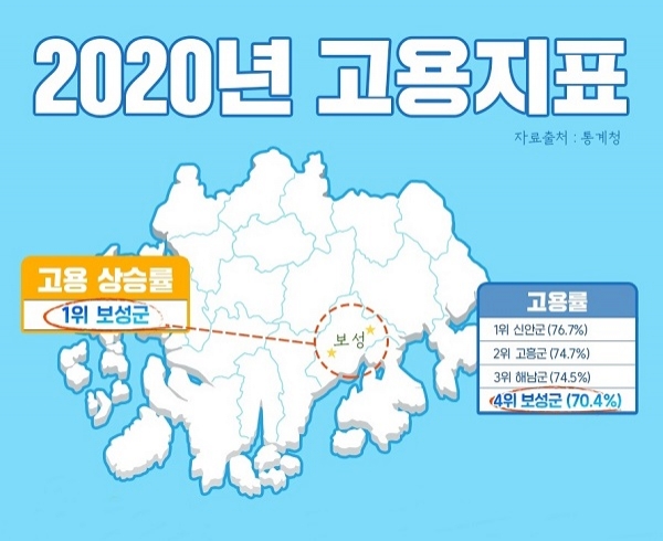 ▲2020년 고용지표(사진제공=보성군)