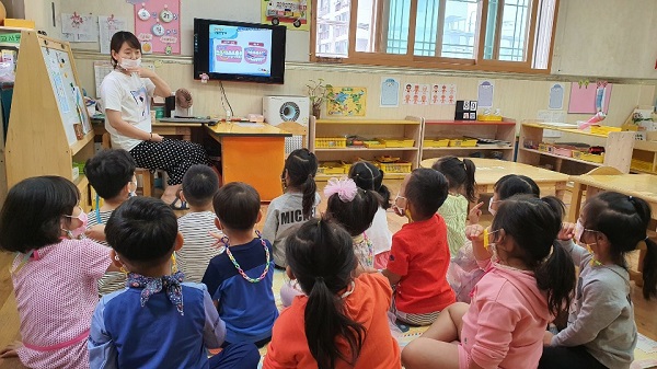 ▲광산구 구강 보건교육 모습(사진제공=광산구)
