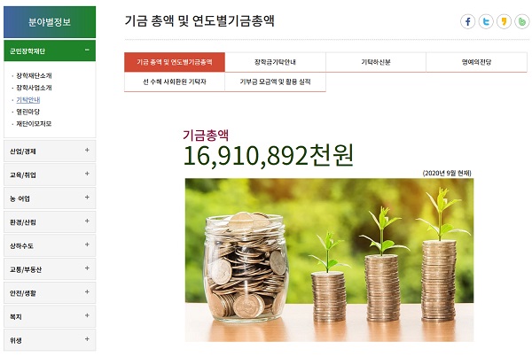 ▲개편된 강진군민장학재단 홈페이지(사진제공=강진군)