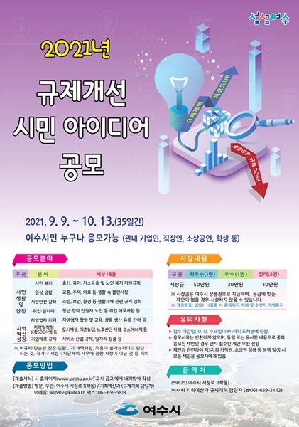 ▲여수시는 하반기 ‘2021년 규제개선 시민 아이디어’를 공모한다.(사진제공=여수시)