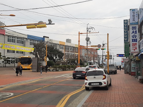 ▲강진중앙초등학교 앞 어린이보호구역(사진제공=강진군)