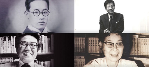 ▲목포문학박람회가 한국문학 빛낸 목포 출신의 거목들을 집중 조명한다.(윗줄 왼쪽부터 시계 방향으로 김우진, 차범석, 박화성, 김현.사진제공=목포시)