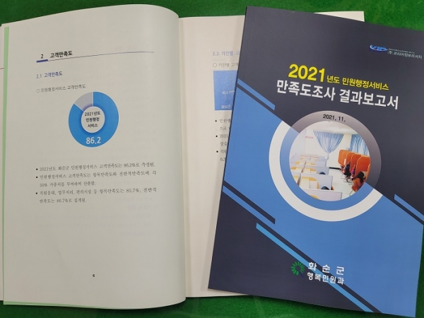 ▲화순군 2021년 민원행정서비스 만족도 결과보고서(사진제공=화순군)