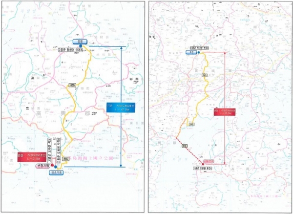 ▲고흥군은 도양읍 용정리에서 득량도를 거쳐 장흥 안양면을 연결하는 22km 구간과 고흥군 도화면 지죽리에서 죽도를 연결하는 2.1km 구간이 지방도로 신규지정 됐다.(사진제공=고흥군)