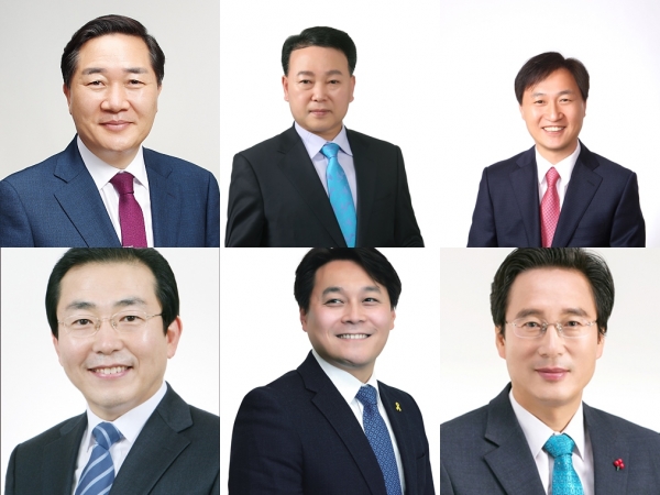 ▲사진 위 왼쪽부터 시계방향으로(김용집,김익주,반재신,장재성,이정환,송형일 의원)