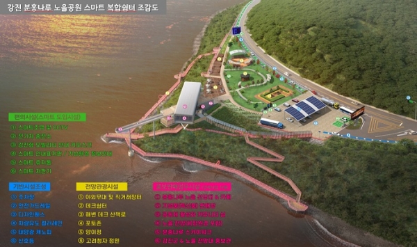 ▲강진 분홍나루 노을공원 스마트 복합쉼터 조감도(사진제공=강진군)