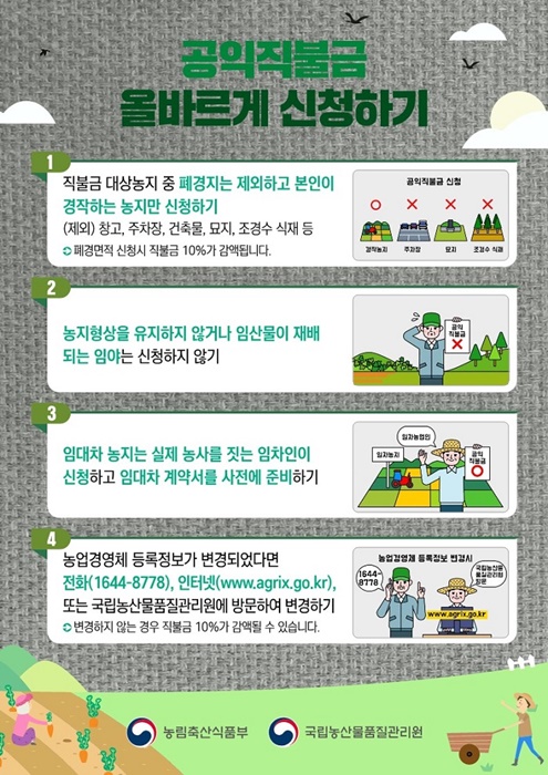 ▲공익형 직접직불금 올바른 신청 방법 포스터(사진제공=강진군)