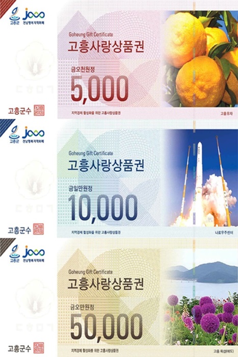 ▲고흥군은 ‘고흥사랑상품권 10% 특별할인’을 연장 운영한다.(사진제공=고흥군)