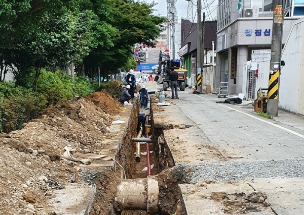 ▲2022년 강진읍 일원 도시가스 공급관 설치공사 현장(사진제공=강진군)