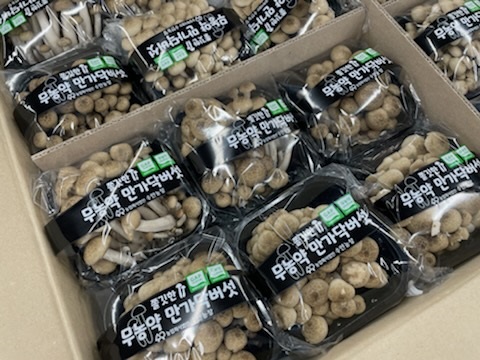 ▲해남군은 지난 19일 만가닥버섯 8차분 1,800㎏을 미국에 수출했다.(사진제공=해남군)