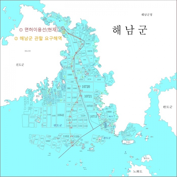 ▲권한쟁의심판 청구 도면 (사진제공=해남군)
