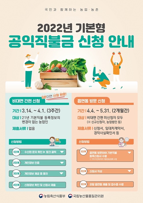 ▲공익직불금 신청접수 포스터(사진제공=전라남도)