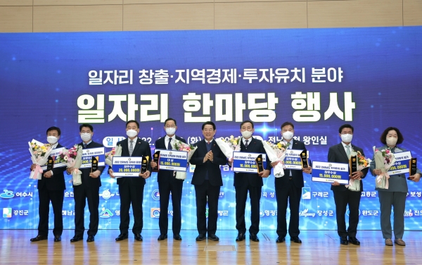 ▲해남군은 2022년 지역경제 활성화 평가 결과 대상의 영예와 함께 포상금 1,500만원을 받았다.(사진제공=해남군)