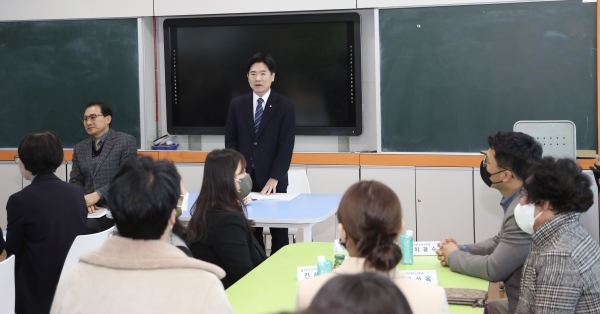 ▲무안 청계초등학교 입학식 및 교육감과의 간담회(사진제공=전라남도교육청)