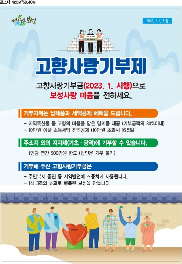 ▲고향사랑기부제 포스터(사진제공=보성군)