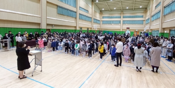 ▲빛가람동 라온초등학교 신입생 입학식 모습(사진제공=나주시)