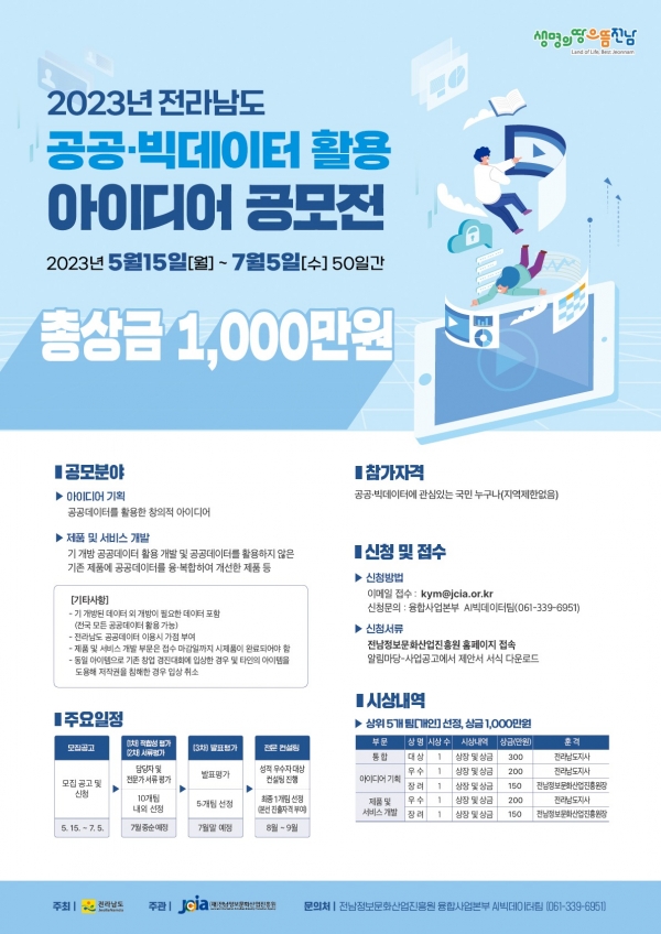 ▲공공·빅데이터활용 아이디어 공모전 홍보물(사진제공=전라남도)