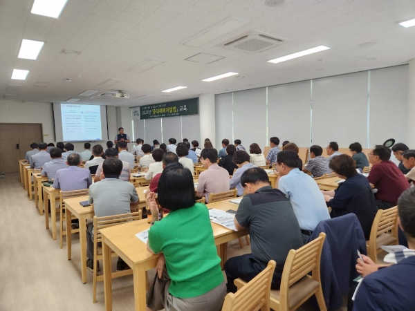 ▲담양군은 지난 14일 담양 에코센터에서 관리감독자 및 현업업무 팀장 대상으로 중대재해처벌법 교육을 실시했다.(사진제공=담양군)