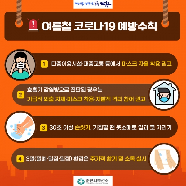▲순천시는 코로나19 확산 방지를 위해 시민들의 자율적인 개인방역수칙 준수 홍보에 나섰다.(사진제공=순천시)