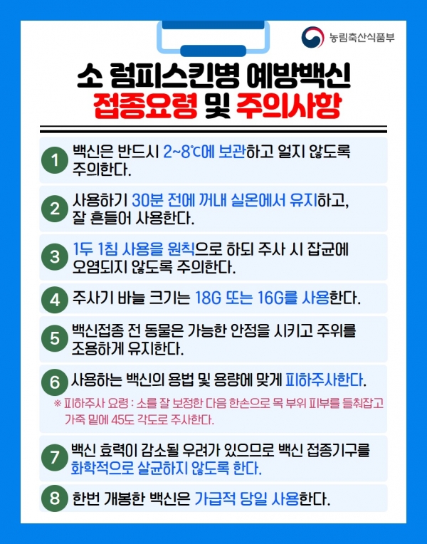 ▲소 럼피스킨 백신 접종 요령(사진제공=전라남도)