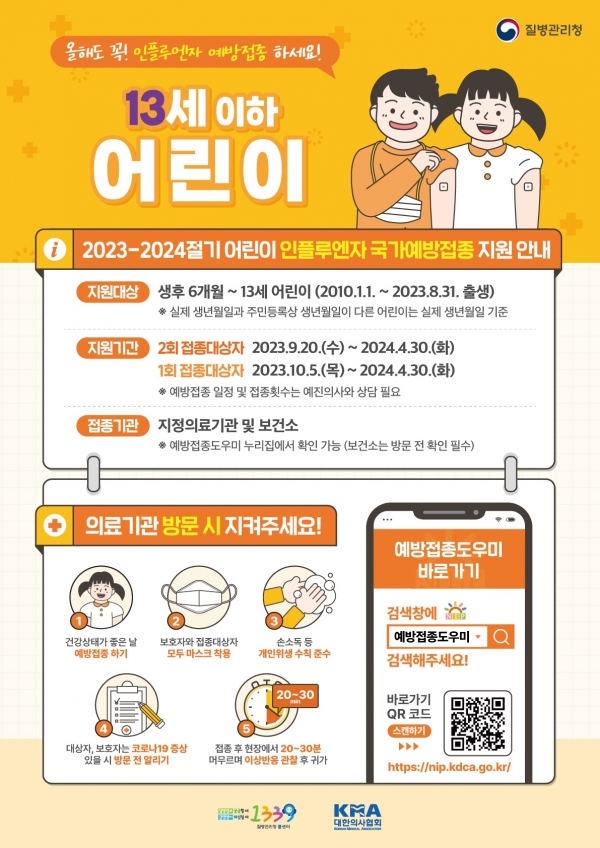 ▲어린이 독감 예방접종 홍보물(사진제공=전라남도)