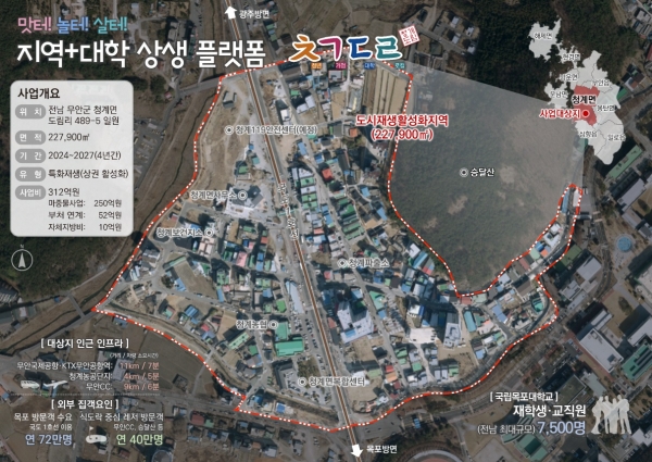 ▲청계면 지역특화 도시재생사업 위치도(사진제공=무안군)