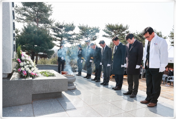 ▲광양시는 지난 1일 광양읍 우산공원 내 독립유공자 추모탑에서 ‘제105주년 3·1절 기념식’을 개최했다.(사진제공=광양시)