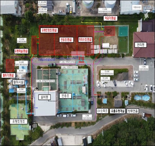 ▲공공 하수처리장 증설 사업 시설 계획 평면도(사진제공=완도군)