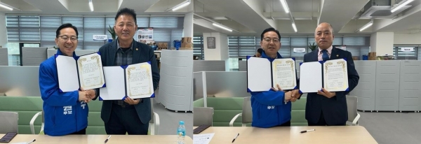 ▲김문수 후보가 3일 오전 (사)전국한우협회 순천시지부(지부장 서인수)와 순천의 농업·농촌 회생을 위한 정책 협약서를 작성했다.(사진제공=김문수 후보)