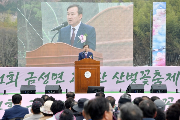 ▲제1회 금성면 고비산 산벚꽃축제가 담양군 금성면 외추제 일원에서 펼쳐진다.(사진제공=담양군)