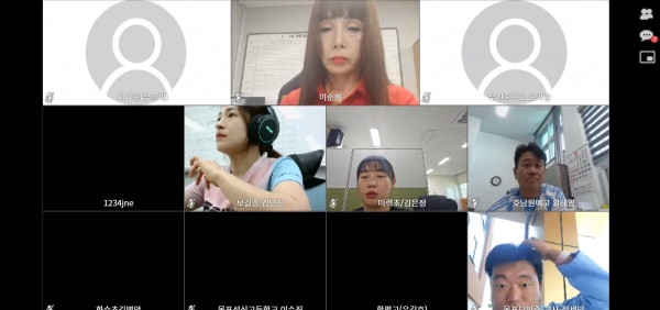 ▲기지개 프로젝트 담당자 영상회의가 진행되고 있다.(사진제공=전라남도교육청)