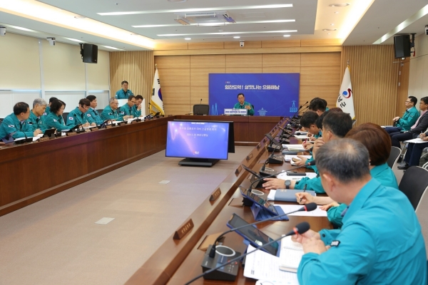 ▲해남군은 28일 장마철 집중호우 대비 긴급대책회의를 가졌다.(사진제공=해남군)