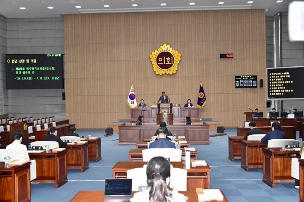 ▲제326회 임시회 제1차 본회의 모습(사진제공=광주광역시의회)