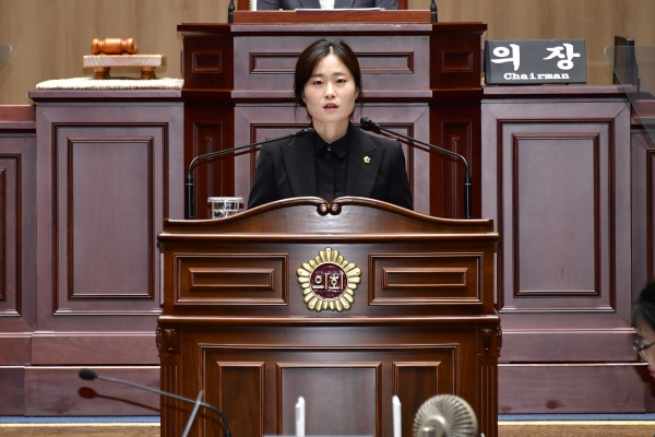 ▲정다은 광주시의원 정견발표(사진제공=광주광역시의회)