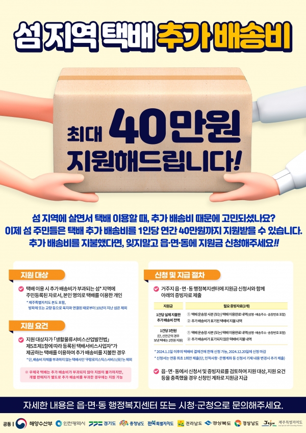 ▲섬 지역 택배 추가배송비 지원사업 홍보물(사진제공=전라남도)
