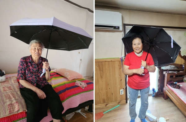 ▲장성군이 어르신 안부를 살피고 양우산을 지원하는 등 폭염 대응에 총력을 기울이고 있다.(사진제공=장성군)