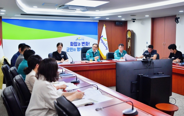 ▲장성군이 19일 벼멸구 방제대책 논의를 위한 화상회의를 열었다.(사진제공=장성군)