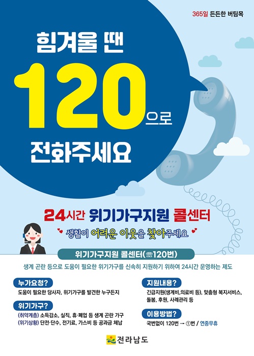 ▲위기가구지원 콜센터 포스터(사진제공=전라남도)