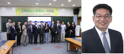 전남도의회 김정이 의원은 최근 완도약산중·고등학교를 방문해 농어촌 작은 학교의 어려움을 청취하고 진학지도 교사들을 격려했다(사진 우측 김정이 도의원)/전라남도의회 제공