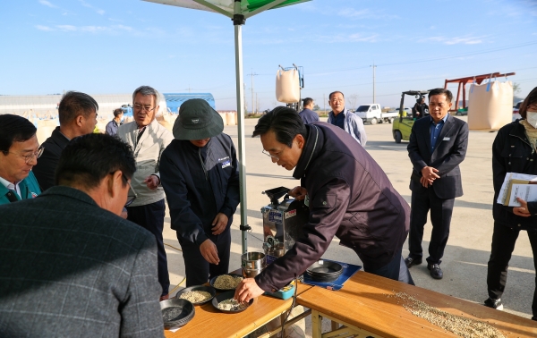 ▲영암군이 6일 2024년산 공공비축미곡 가루쌀벼 수매를 시작으로 건조벼 매입에 돌입했다.(사진제공=영암군)
