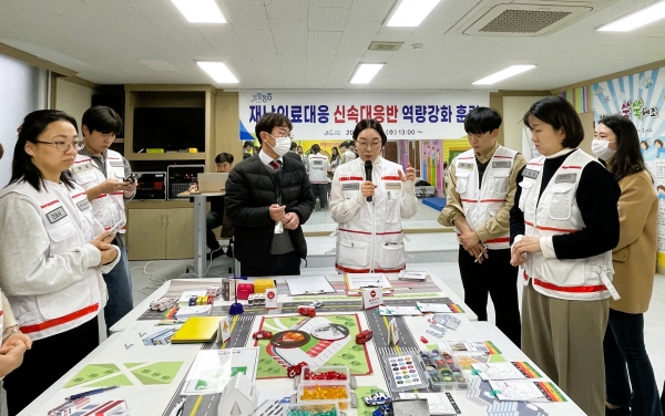 ▲장성군이 지난 27일 보건소에서 ‘신속대응반 역량강화훈련’을 실시했다.(사진제공=장성군)