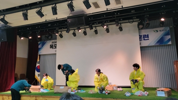 ▲목포시가 생물테러를 대비해 교육훈련을 진행했다.(사진제공=목포시)