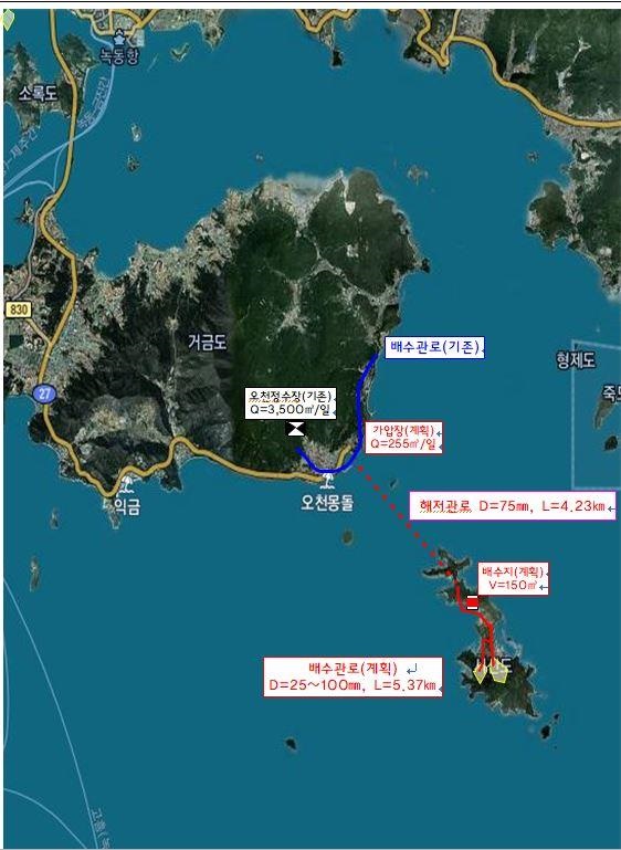 ▲해저관로 상수도 공급사업 계획 평면도(사진제공=고흥군)