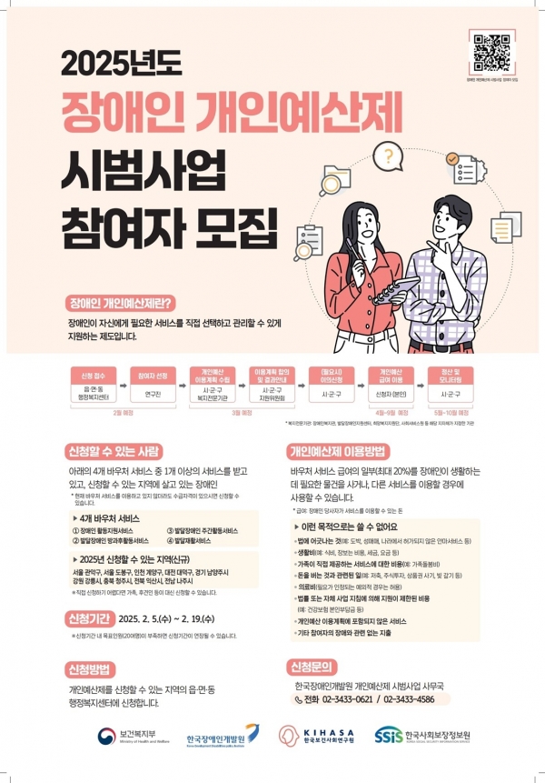 ▲2025년 장애인 개인예산제 시범사업 참여자 모집 포스터. (사진제공=나주시)