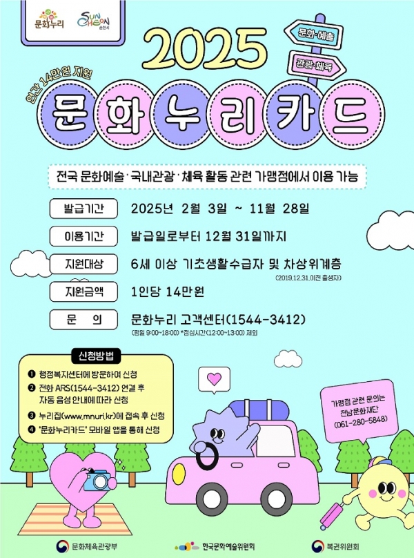▲순천시는 2025년 통합문화이용권 사업을 추진한다.(사진제공=순천시)