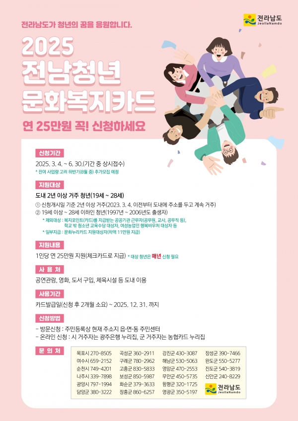 ▲전남청년 문화복지카드 홍보 포스터(사진제공=무안군)