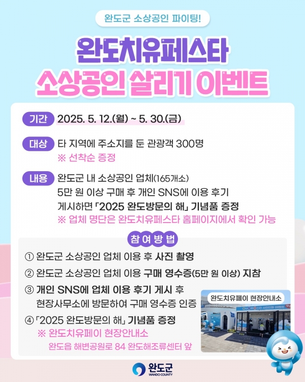 ▲소상공인을 위한 완도치유페스타 이벤트 안내(사진제공=완도군)